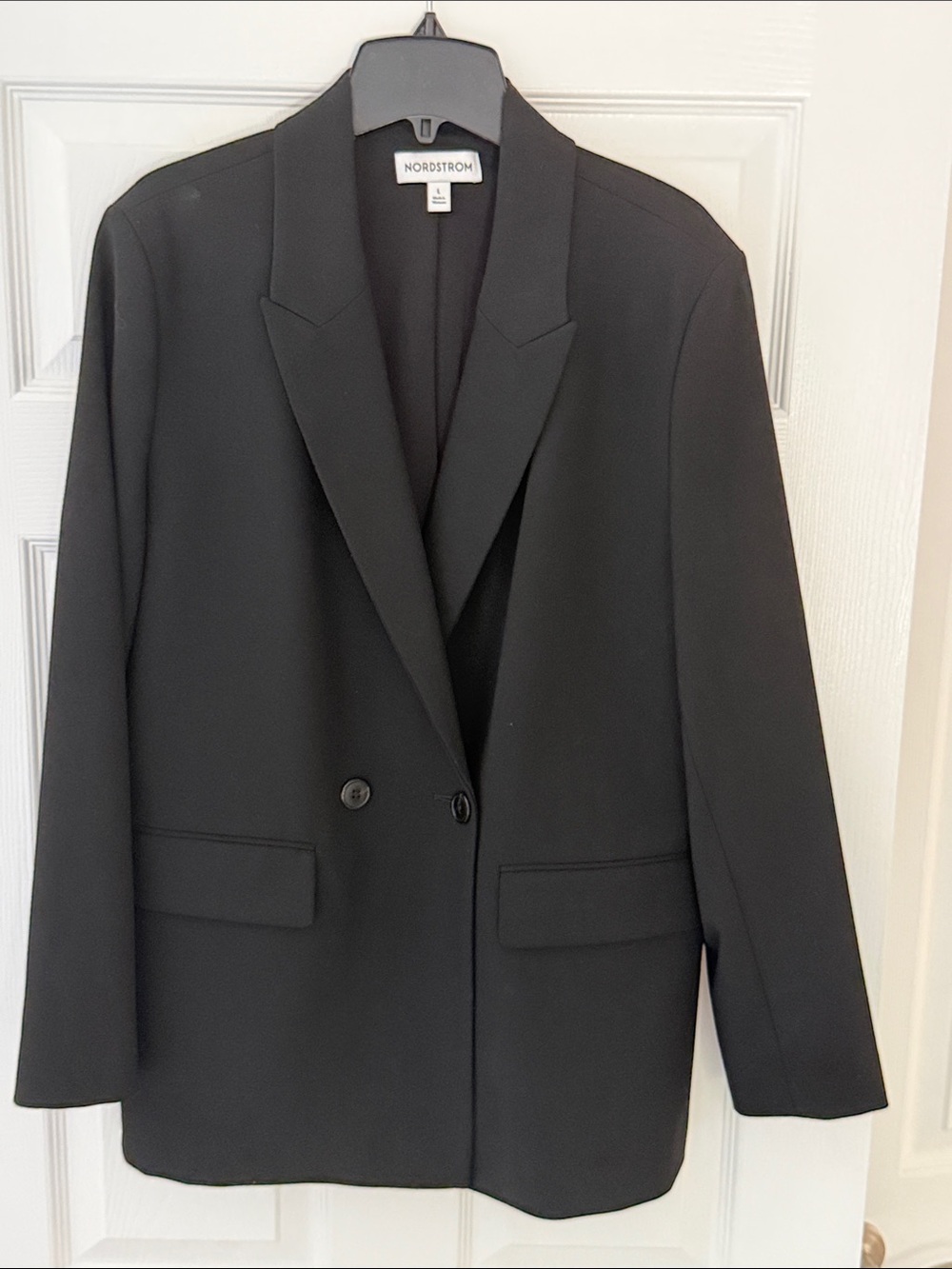 Nordstrom Black Double-Breasted Longline Blazer